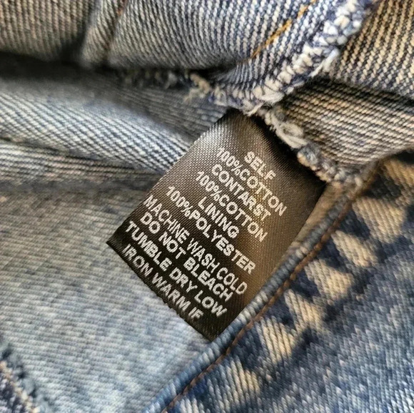 LUNIK Floral Distressed/ Destroyed 90's Denim Jean Jacket(Large) - Picture 10 of 11